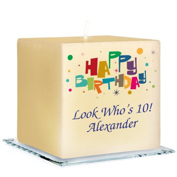 Happy Birthday Celebration Personalized Candle - Printed Raised Ink