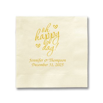 Oh Happy Day Napkin - Foil-Pressed