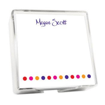 Polka Dots Memo Square - White with holder