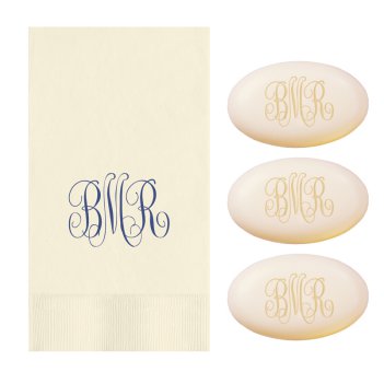 Classic Monogram Personalized Soap Set of 3 Plus Guest Towels - Engraved